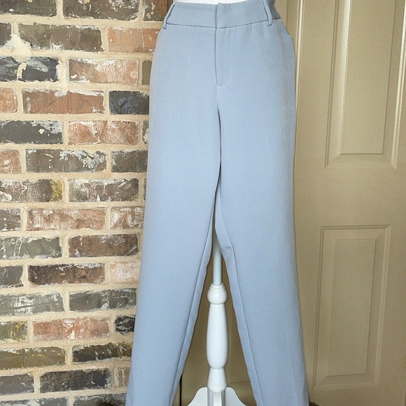 B Design Light Fog Blue Gray Tailored Pants Trousers Straight Leg Size 12 - Picture 3 of 12